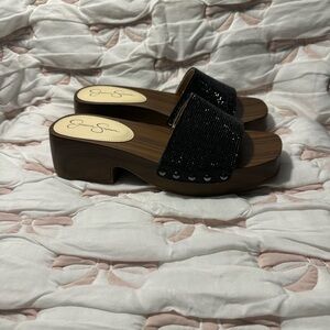 Jessica Simpson Black Beaded Mules